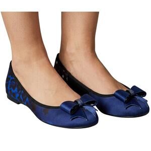 Ted Baker Sually Topaz Bow Ballet Flats Blue Slip-On Women's Shoes US 10 NWB